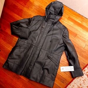 Phase Two leather Anorak coat